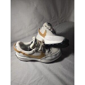 Nike Womens Waffle Debut  Ess White Light Orewood Brown Gold FD0555-100  Size 7